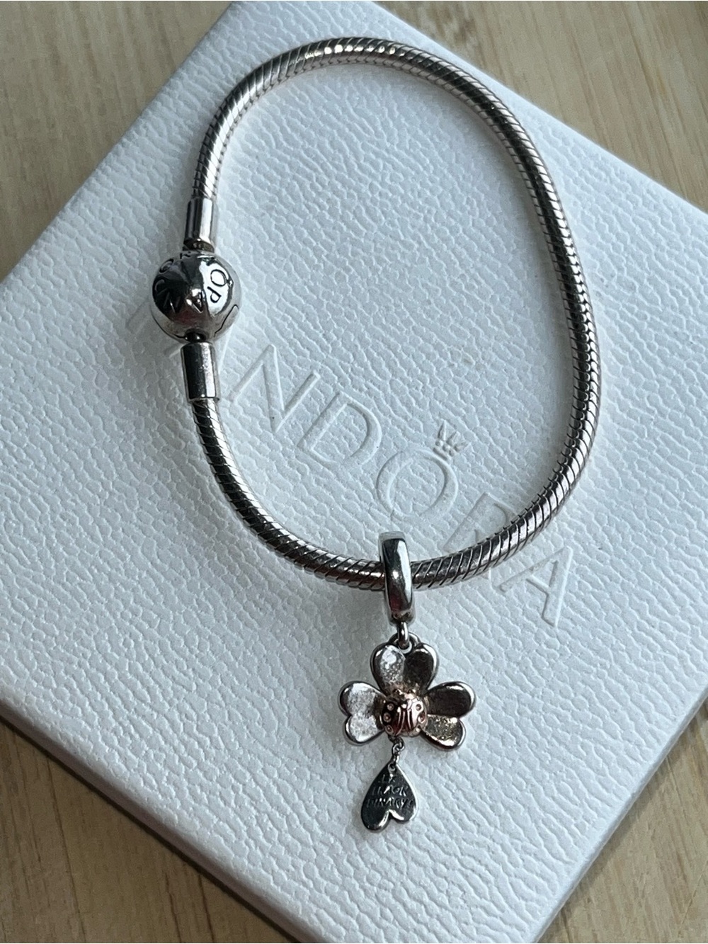 Pandora Sterling Silver Bracelet with Flower Dangle Charm